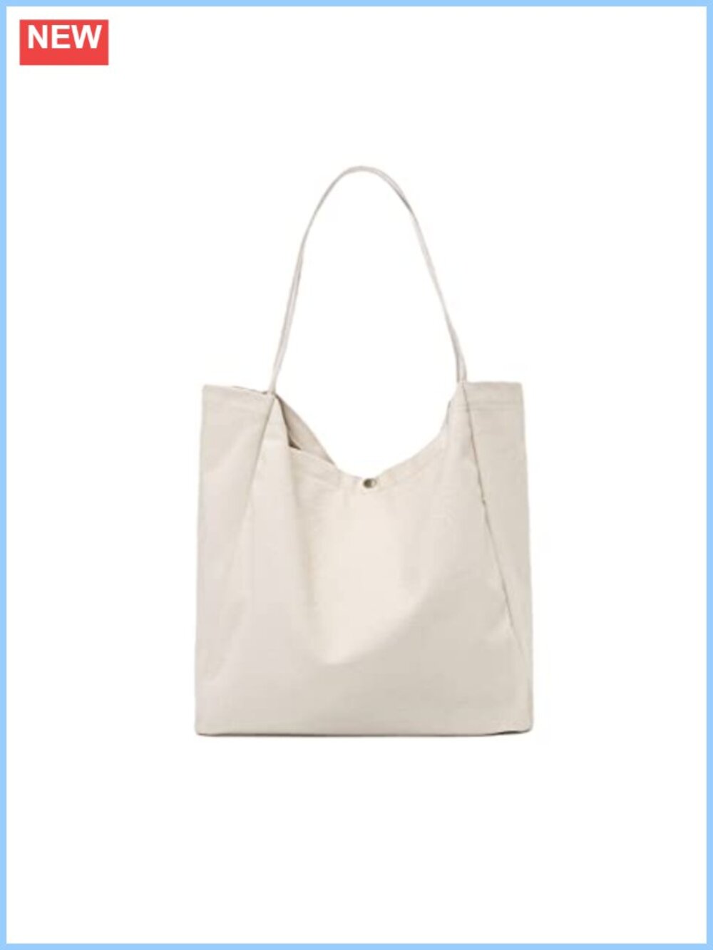 Heavy 16oz Cotton Canvas Tote Bag with Snap Closure Shoulder Purse